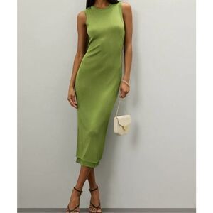 Atlein Collective Lime Green Sleeveless Knit Midi Bodycon Dress Medium